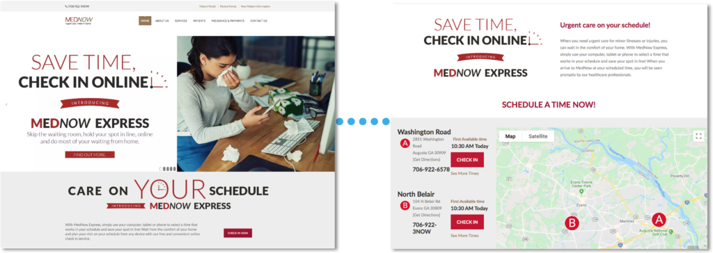 MedNow Check-in Express website implementation